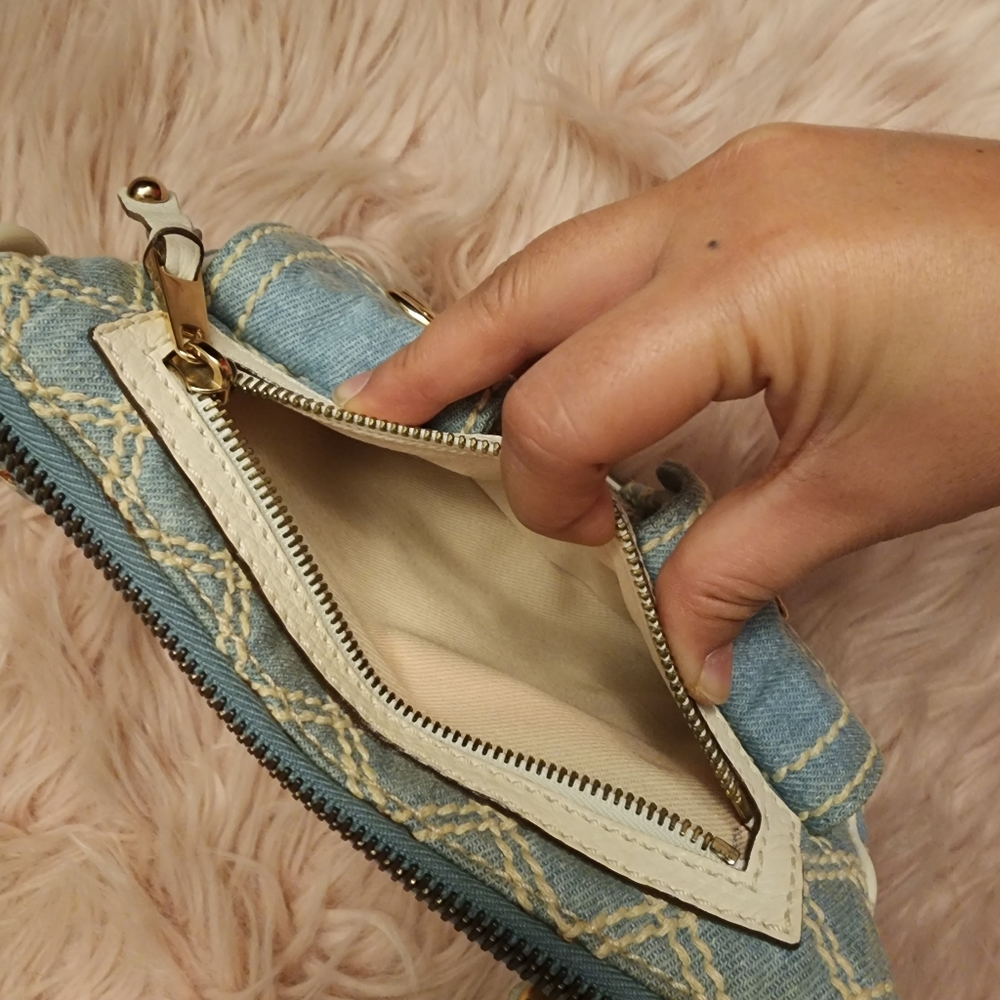 Marc Jacobs Vintage Cammie Washed Denim Bag Y2K Quilted - Picture 4 of 14
